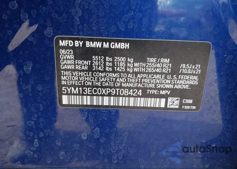 2023 BMW X3 M z USA, uszkodzony, nr VIN 5YM13EC0XP9T08424